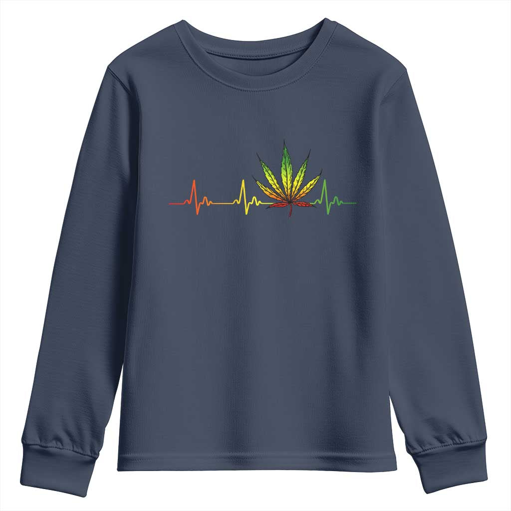 Reggae Weed Youth Sweatshirt Rasta Marijuana Leaf Heartbeat Weed Lovers 420 - Wonder Print Shop