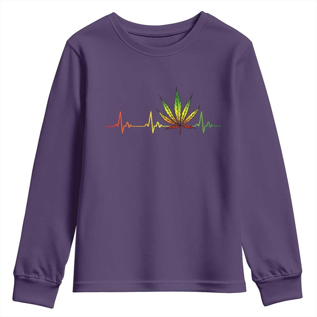 Reggae Weed Youth Sweatshirt Rasta Marijuana Leaf Heartbeat Weed Lovers 420 - Wonder Print Shop