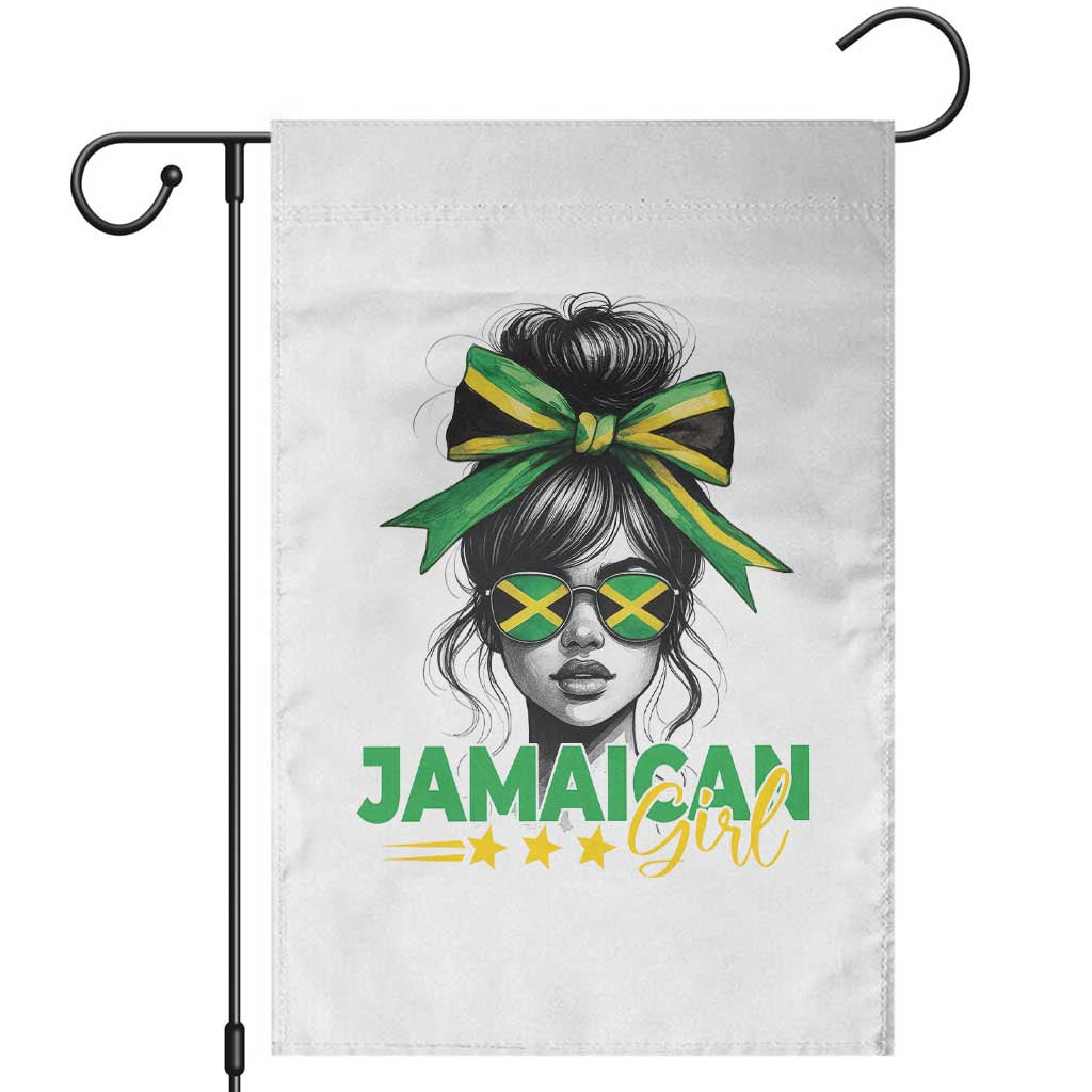 Proud Jamaican Girl Garden Flag Jamaica Messy Bun Retro Vintage Jamaican Flag - Wonder Print Shop
