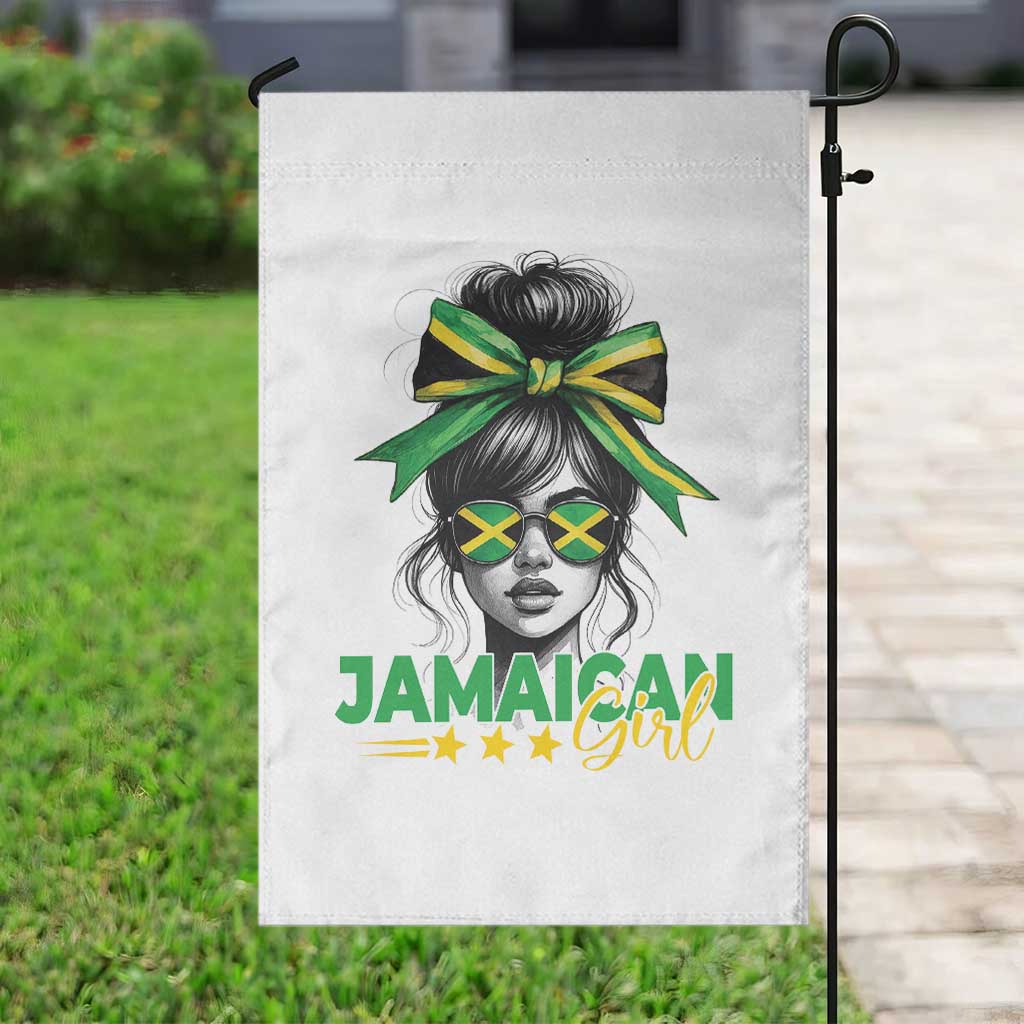 Proud Jamaican Girl Garden Flag Jamaica Messy Bun Retro Vintage Jamaican Flag - Wonder Print Shop