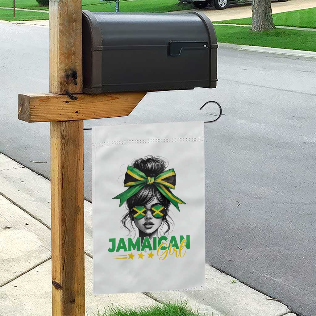 Proud Jamaican Girl Garden Flag Jamaica Messy Bun Retro Vintage Jamaican Flag - Wonder Print Shop