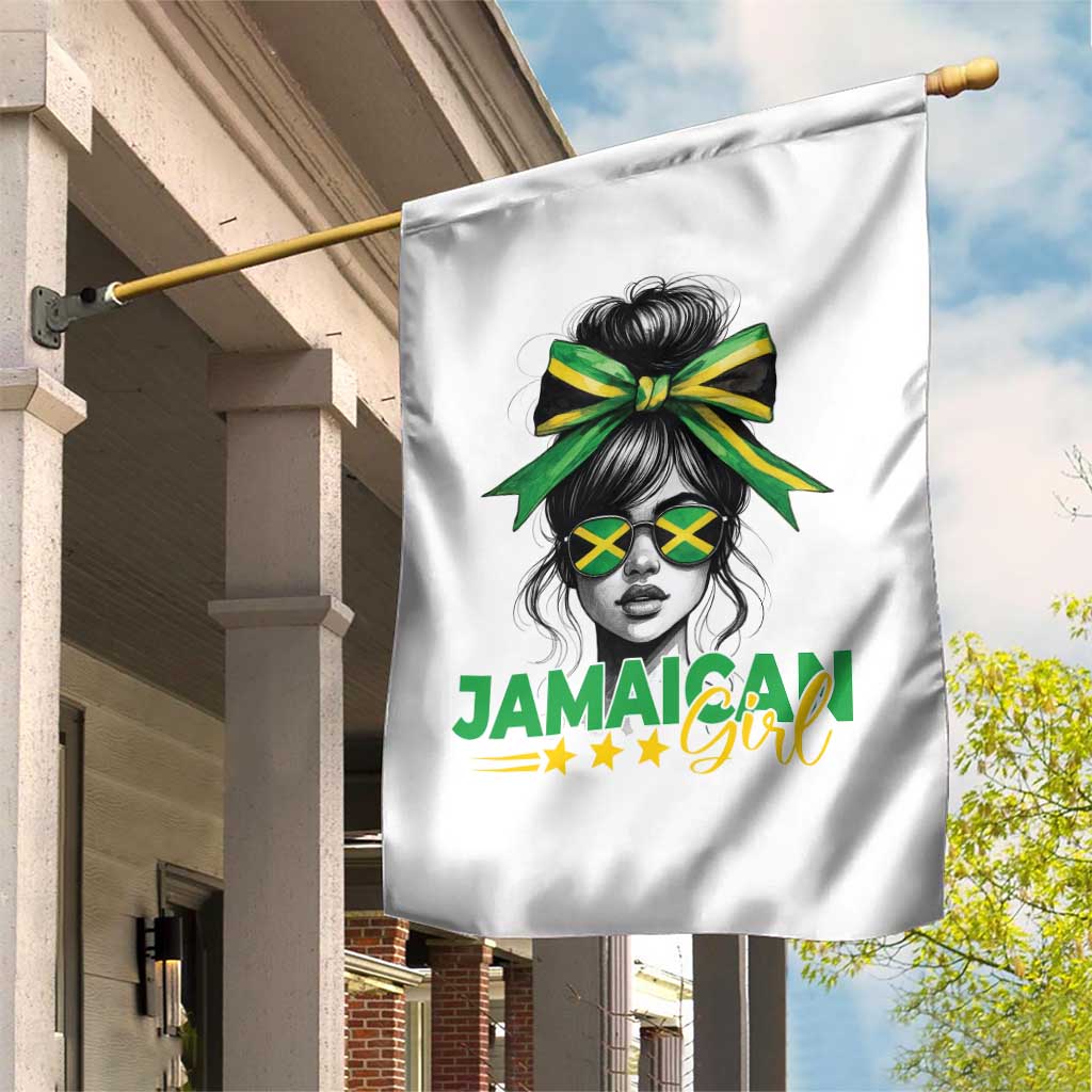 Proud Jamaican Girl Garden Flag Jamaica Messy Bun Retro Vintage Jamaican Flag - Wonder Print Shop