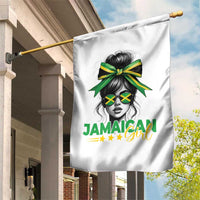 Proud Jamaican Girl Garden Flag Jamaica Messy Bun Retro Vintage Jamaican Flag - Wonder Print Shop