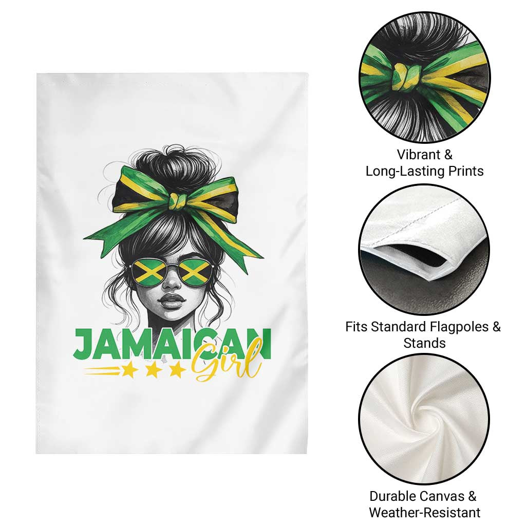 Proud Jamaican Girl Garden Flag Jamaica Messy Bun Retro Vintage Jamaican Flag - Wonder Print Shop