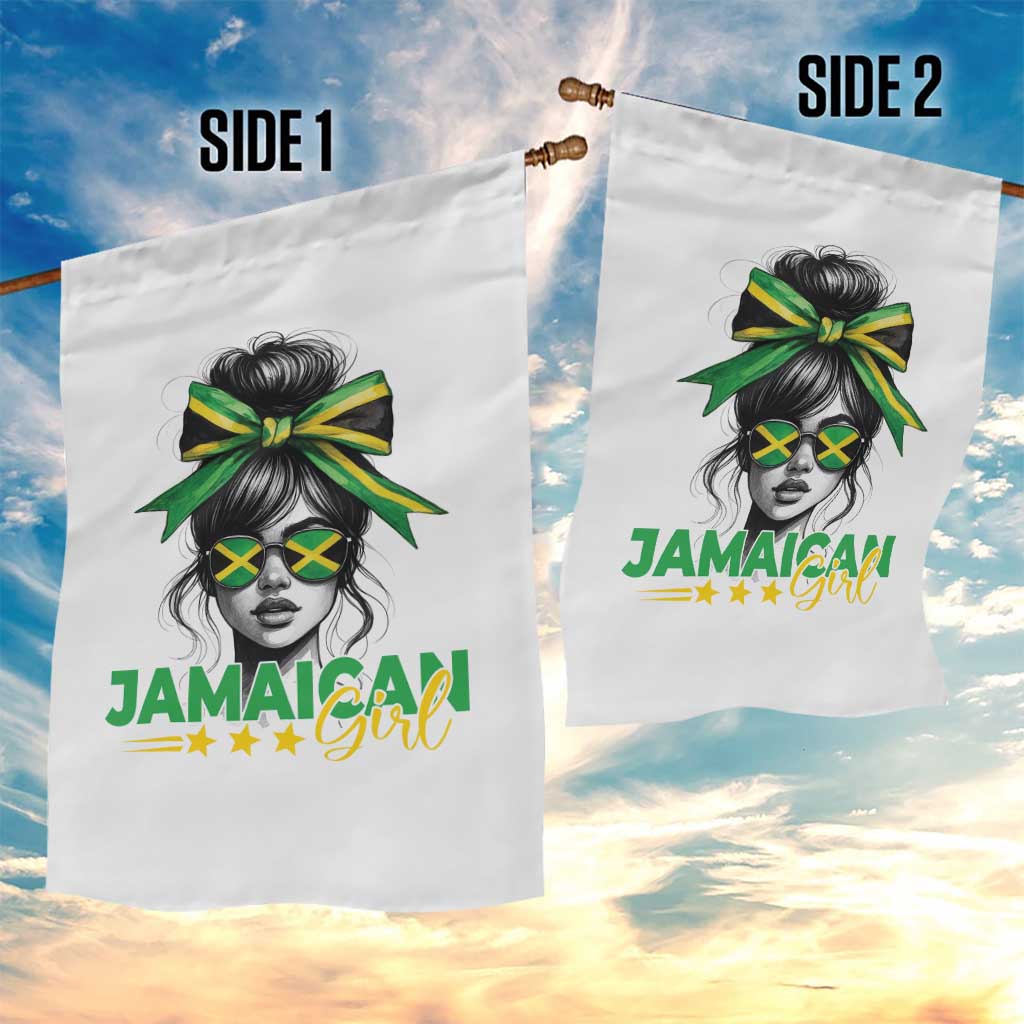 Proud Jamaican Girl Garden Flag Jamaica Messy Bun Retro Vintage Jamaican Flag - Wonder Print Shop