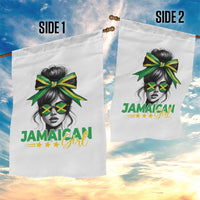 Proud Jamaican Girl Garden Flag Jamaica Messy Bun Retro Vintage Jamaican Flag - Wonder Print Shop