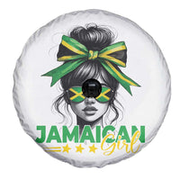 Proud Jamaican Girl Spare Tire Cover Jamaica Messy Bun Retro Vintage Jamaican Flag - Wonder Print Shop