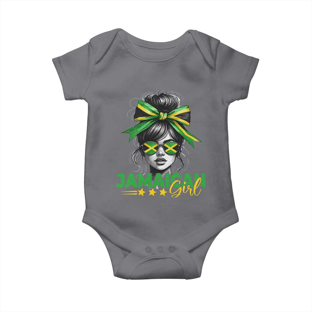 Proud Jamaican Girl Baby Onesie Jamaica Messy Bun Retro Vintage Jamaican Flag - Wonder Print Shop