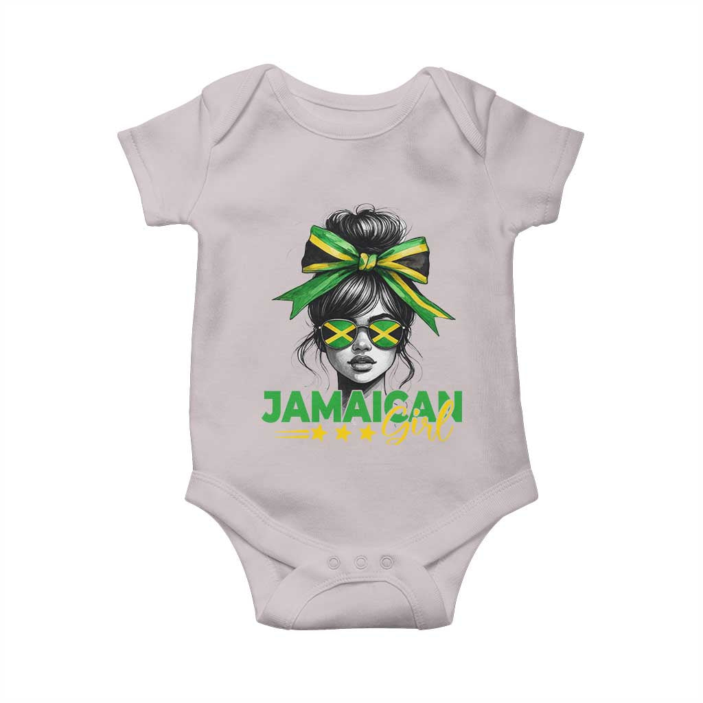 Proud Jamaican Girl Baby Onesie Jamaica Messy Bun Retro Vintage Jamaican Flag - Wonder Print Shop