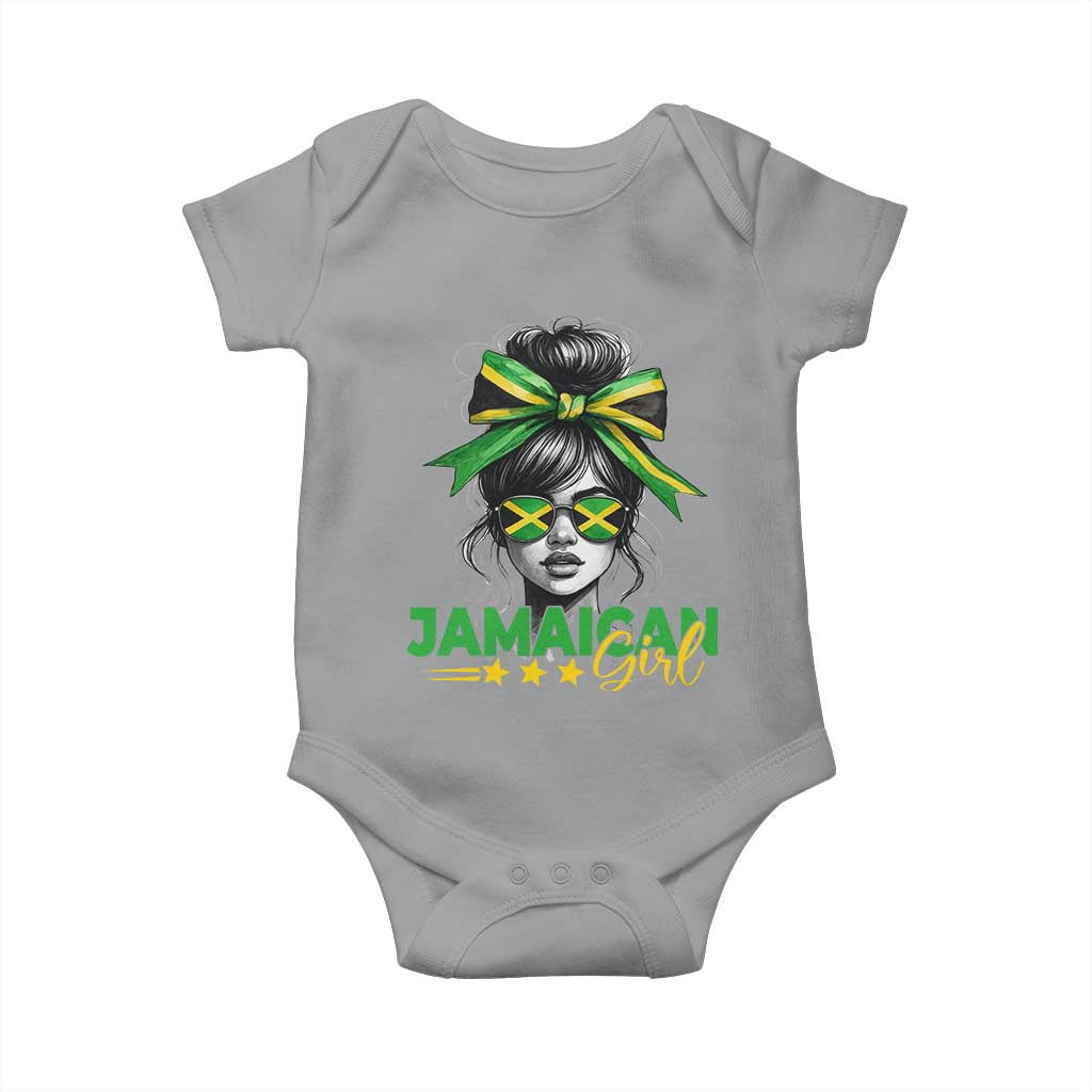 Proud Jamaican Girl Baby Onesie Jamaica Messy Bun Retro Vintage Jamaican Flag - Wonder Print Shop