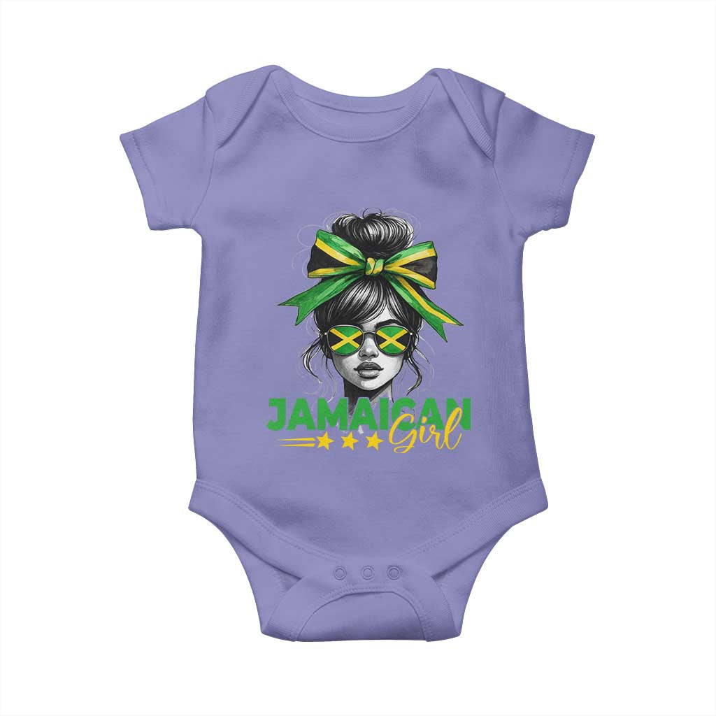Proud Jamaican Girl Baby Onesie Jamaica Messy Bun Retro Vintage Jamaican Flag - Wonder Print Shop