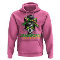 Proud Jamaican Girl Hoodie Jamaica Messy Bun Retro Vintage Jamaican Flag - Wonder Print Shop