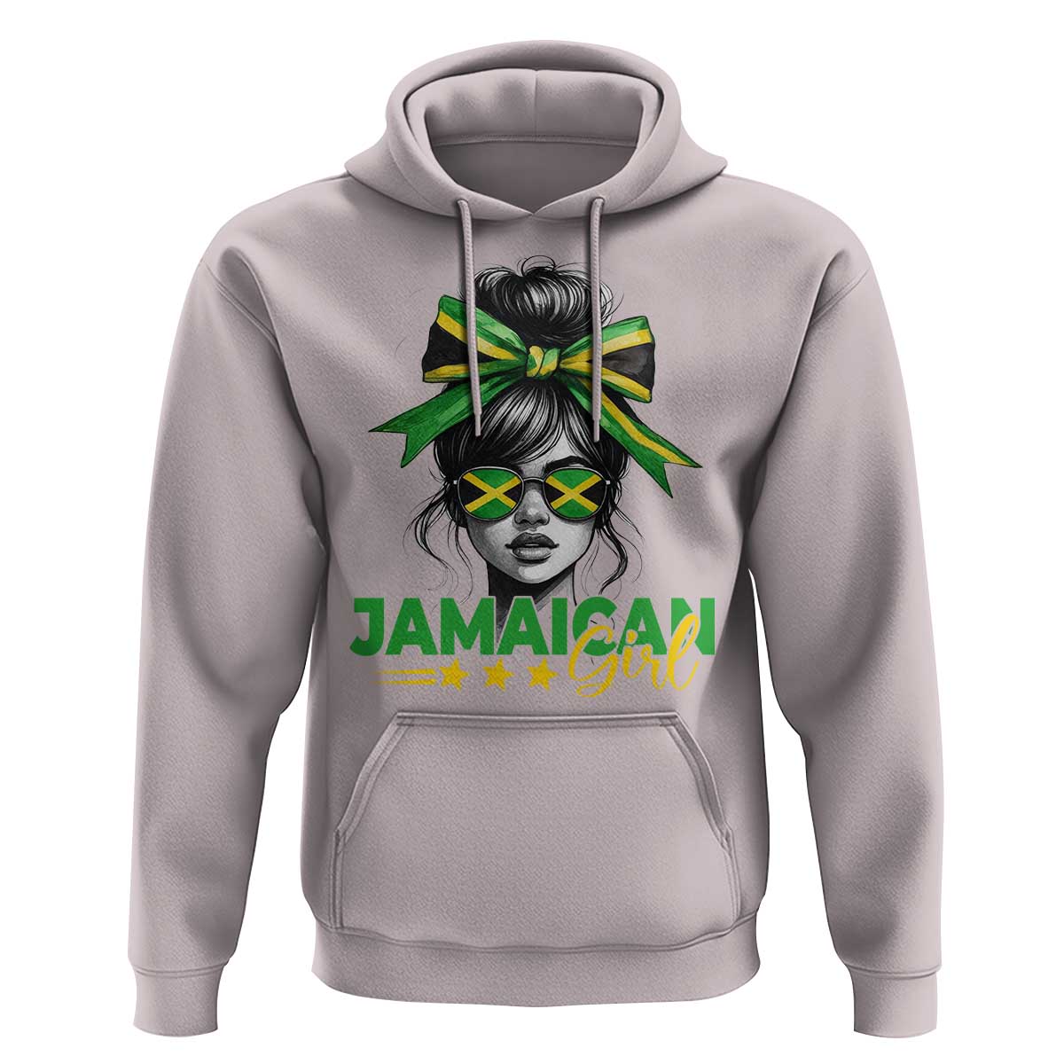 Proud Jamaican Girl Hoodie Jamaica Messy Bun Retro Vintage Jamaican Flag - Wonder Print Shop