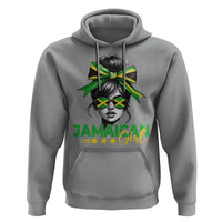Proud Jamaican Girl Hoodie Jamaica Messy Bun Retro Vintage Jamaican Flag - Wonder Print Shop