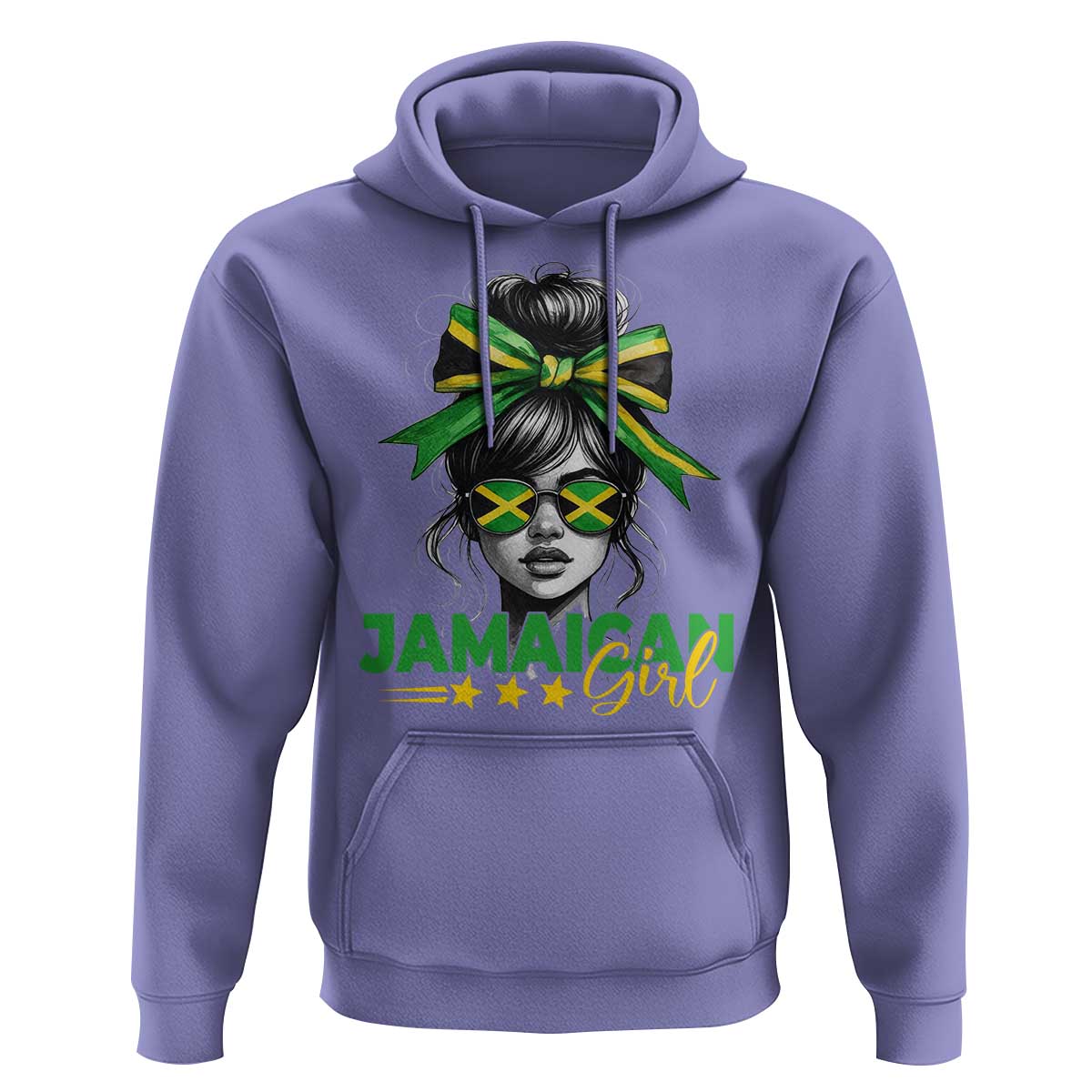 Proud Jamaican Girl Hoodie Jamaica Messy Bun Retro Vintage Jamaican Flag - Wonder Print Shop