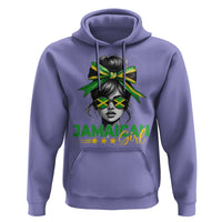 Proud Jamaican Girl Hoodie Jamaica Messy Bun Retro Vintage Jamaican Flag - Wonder Print Shop