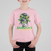 Proud Jamaican Girl T Shirt For Kid Jamaica Messy Bun Retro Vintage Jamaican Flag - Wonder Print Shop
