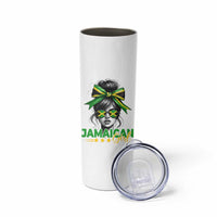 Proud Jamaican Girl Skinny Tumbler Jamaica Messy Bun Retro Vintage Jamaican Flag - Wonder Print Shop