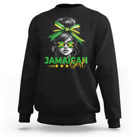 Proud Jamaican Girl Sweatshirt Jamaica Messy Bun Retro Vintage Jamaican Flag - Wonder Print Shop
