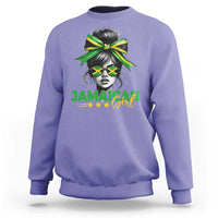 Proud Jamaican Girl Sweatshirt Jamaica Messy Bun Retro Vintage Jamaican Flag - Wonder Print Shop