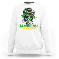 Proud Jamaican Girl Sweatshirt Jamaica Messy Bun Retro Vintage Jamaican Flag - Wonder Print Shop