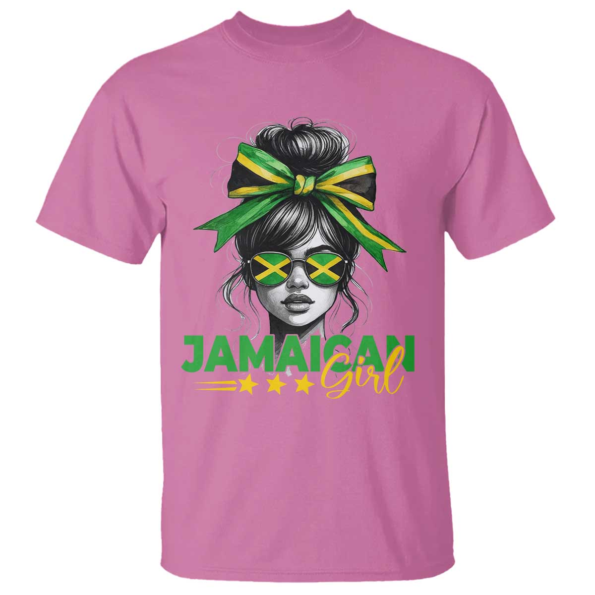 Proud Jamaican Girl T Shirt Jamaica Messy Bun Retro Vintage Jamaican Flag - Wonder Print Shop
