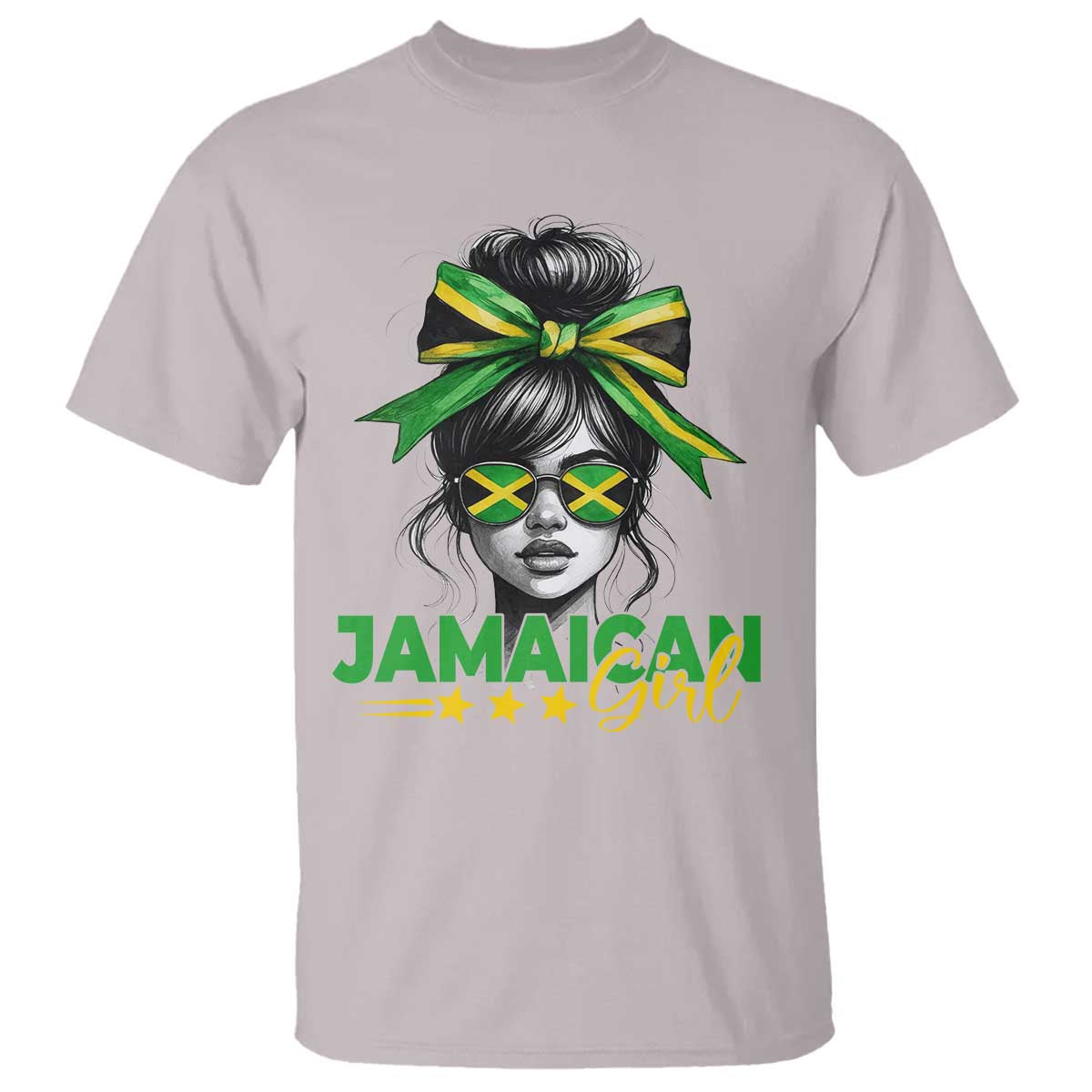 Proud Jamaican Girl T Shirt Jamaica Messy Bun Retro Vintage Jamaican Flag - Wonder Print Shop