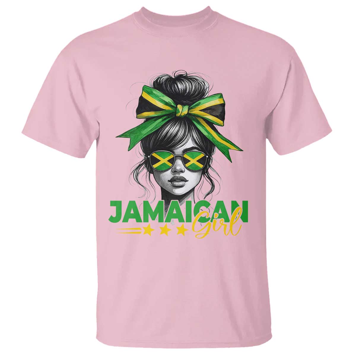 Proud Jamaican Girl T Shirt Jamaica Messy Bun Retro Vintage Jamaican Flag - Wonder Print Shop