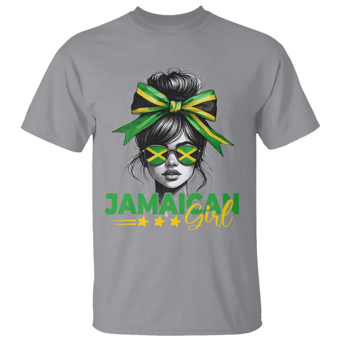 Proud Jamaican Girl T Shirt Jamaica Messy Bun Retro Vintage Jamaican Flag - Wonder Print Shop