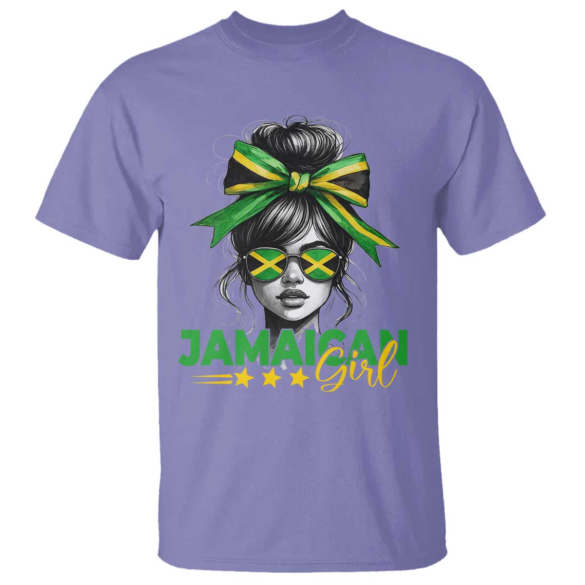 Proud Jamaican Girl T Shirt Jamaica Messy Bun Retro Vintage Jamaican Flag - Wonder Print Shop
