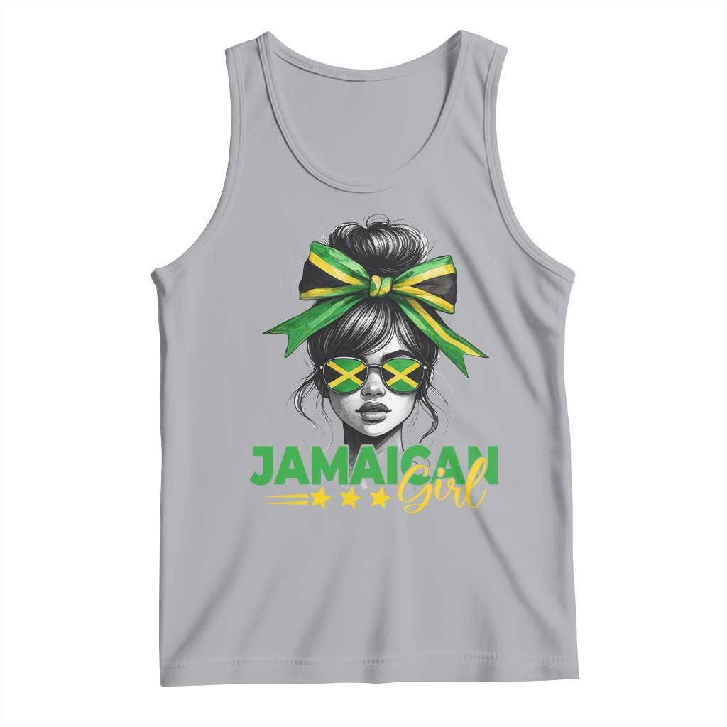Proud Jamaican Girl Tank Top Jamaica Messy Bun Retro Vintage Jamaican Flag - Wonder Print Shop