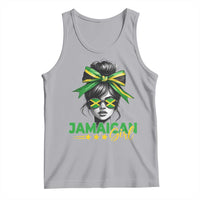 Proud Jamaican Girl Tank Top Jamaica Messy Bun Retro Vintage Jamaican Flag - Wonder Print Shop