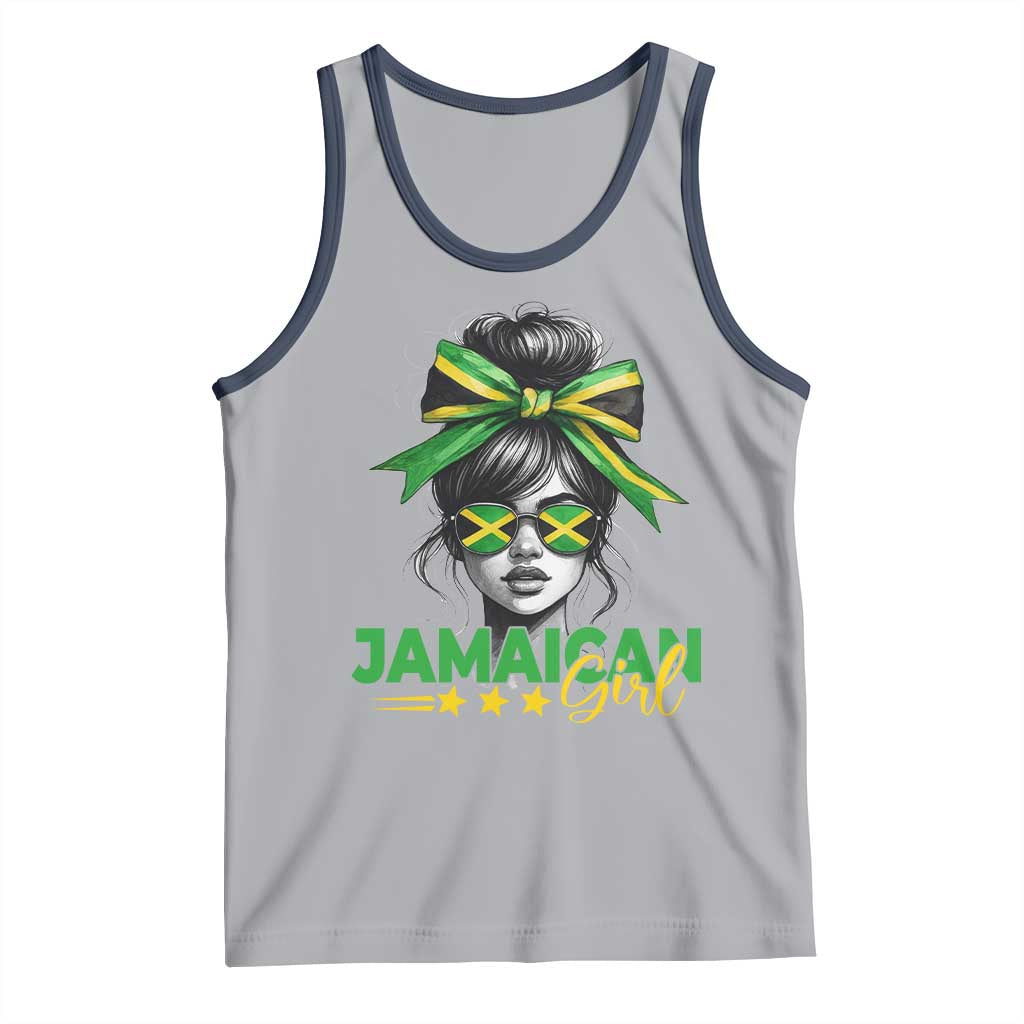 Proud Jamaican Girl Tank Top Jamaica Messy Bun Retro Vintage Jamaican Flag - Wonder Print Shop