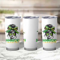 Proud Jamaican Girl Tumbler Cup Jamaica Messy Bun Retro Vintage Jamaican Flag - Wonder Print Shop