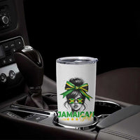 Proud Jamaican Girl Tumbler Cup Jamaica Messy Bun Retro Vintage Jamaican Flag - Wonder Print Shop