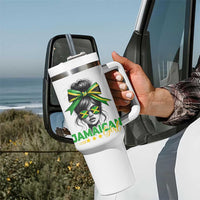 Proud Jamaican Girl Tumbler With Handle Jamaica Messy Bun Retro Vintage Jamaican Flag - Wonder Print Shop