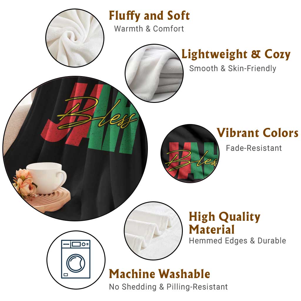 Rastafarian Jah Bless Throw Blanket Retro Reggae Rastafari Jamaica Rasta - Wonder Print Shop