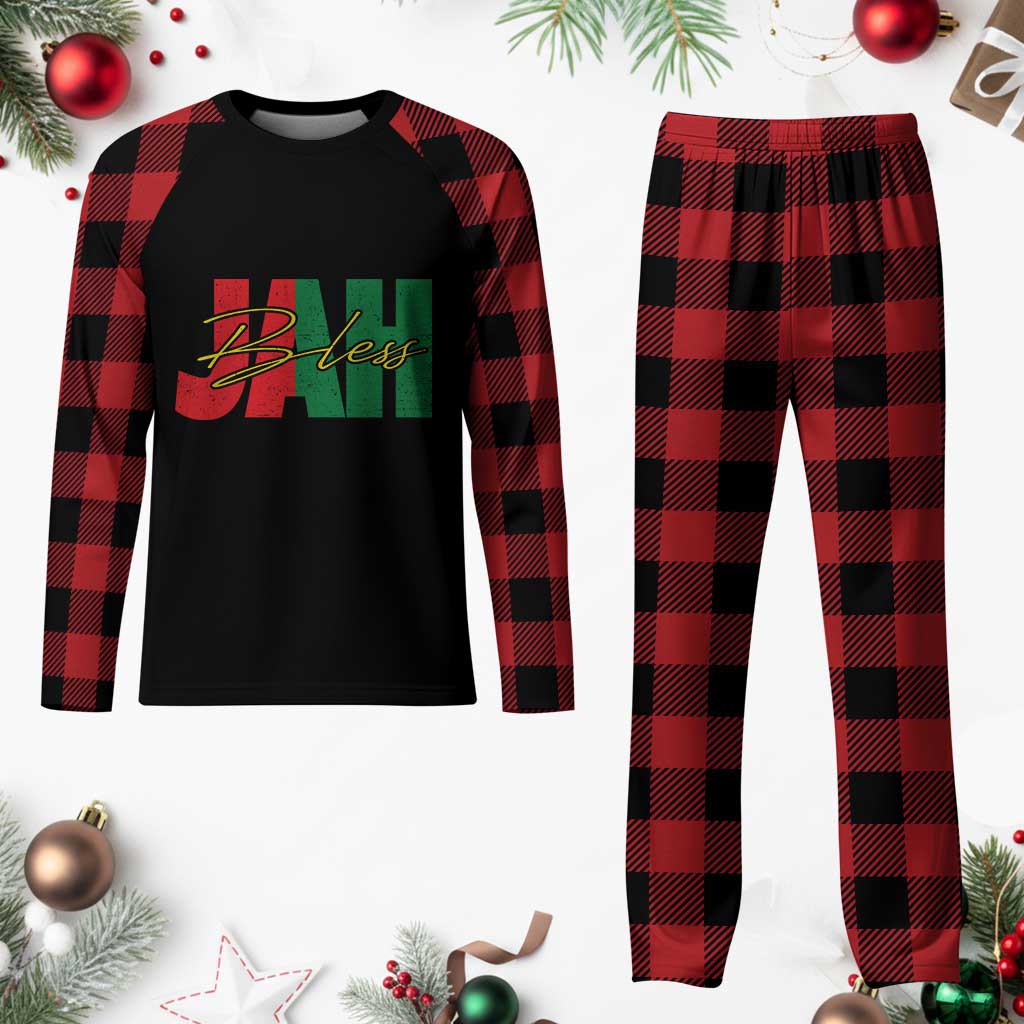 Rastafarian Jah Bless Plaid Pajama Set Retro Reggae Rastafari Jamaica Rasta - Wonder Print Shop