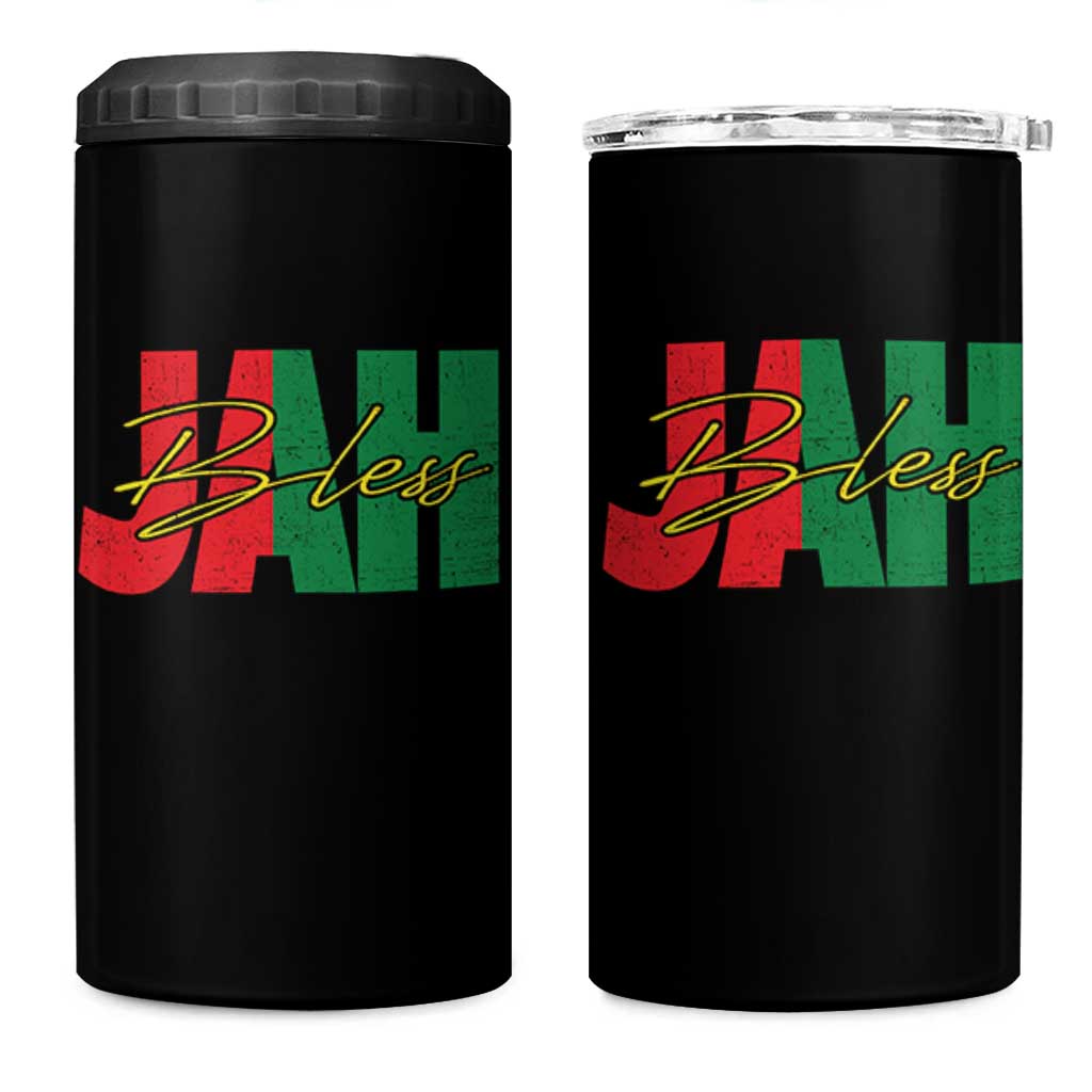 Rastafarian Jah Bless 4 in 1 Can Cooler Tumbler Retro Reggae Rastafari Jamaica Rasta - Wonder Print Shop