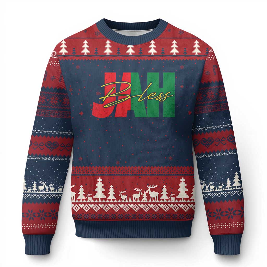 Rastafarian Jah Bless Ugly Christmas Sweater Retro Reggae Rastafari Jamaica Rasta - Wonder Print Shop