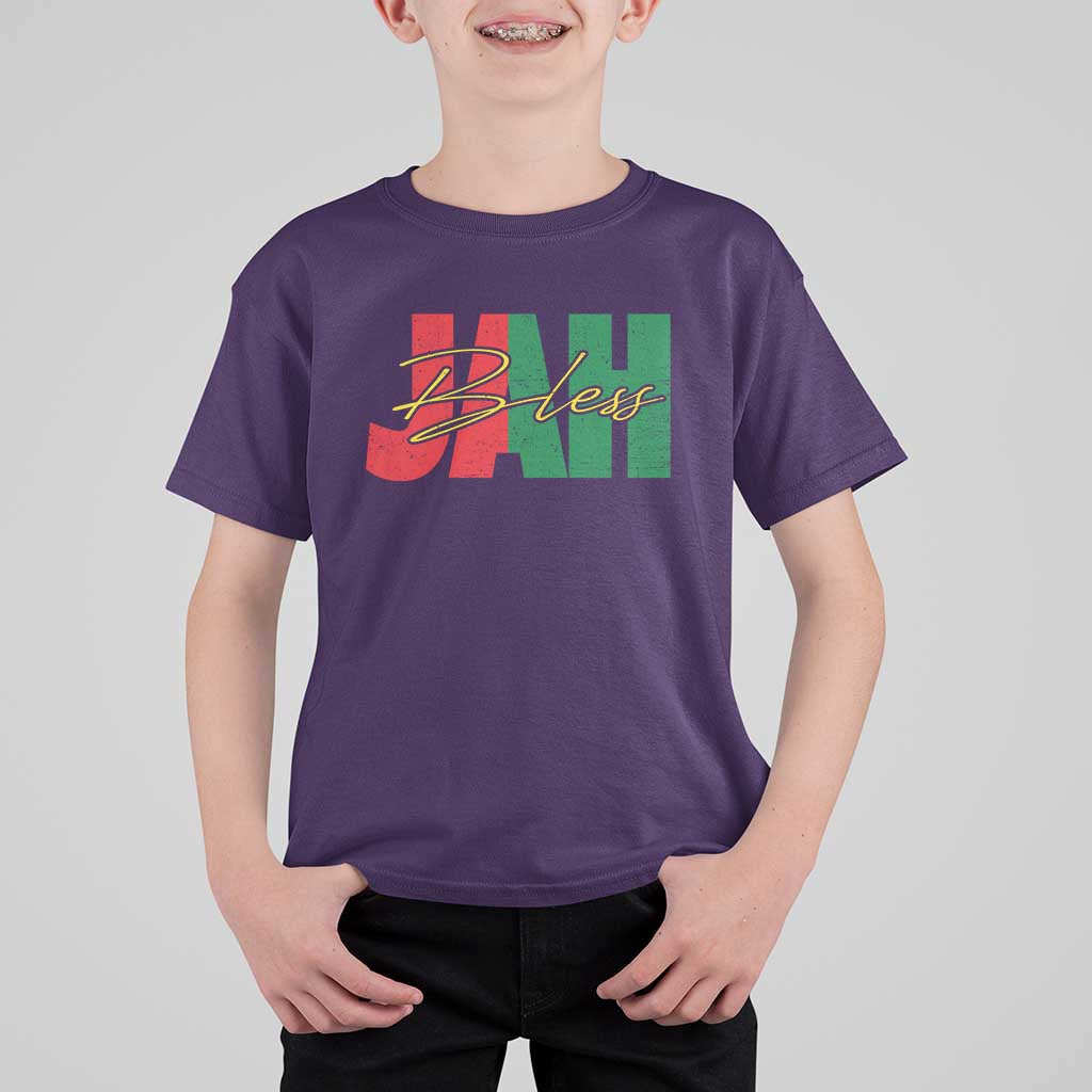 Rastafarian Jah Bless T Shirt For Kid Retro Reggae Rastafari Jamaica Rasta - Wonder Print Shop