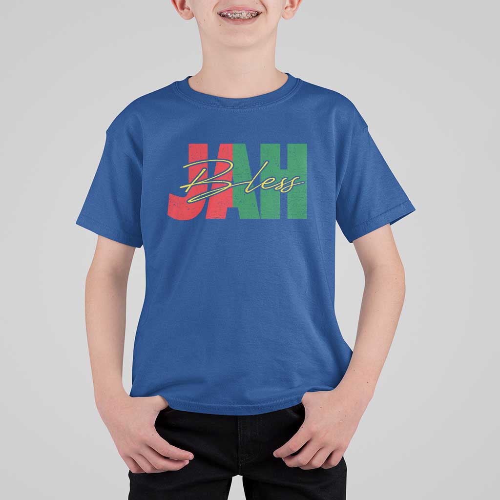Rastafarian Jah Bless T Shirt For Kid Retro Reggae Rastafari Jamaica Rasta - Wonder Print Shop