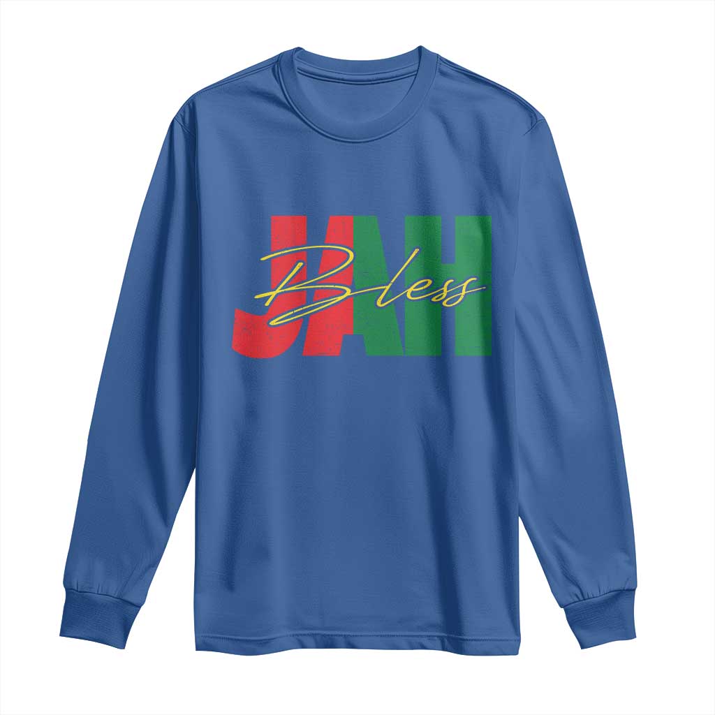 Rastafarian Jah Bless Long Sleeve Shirt Retro Reggae Rastafari Jamaica Rasta - Wonder Print Shop