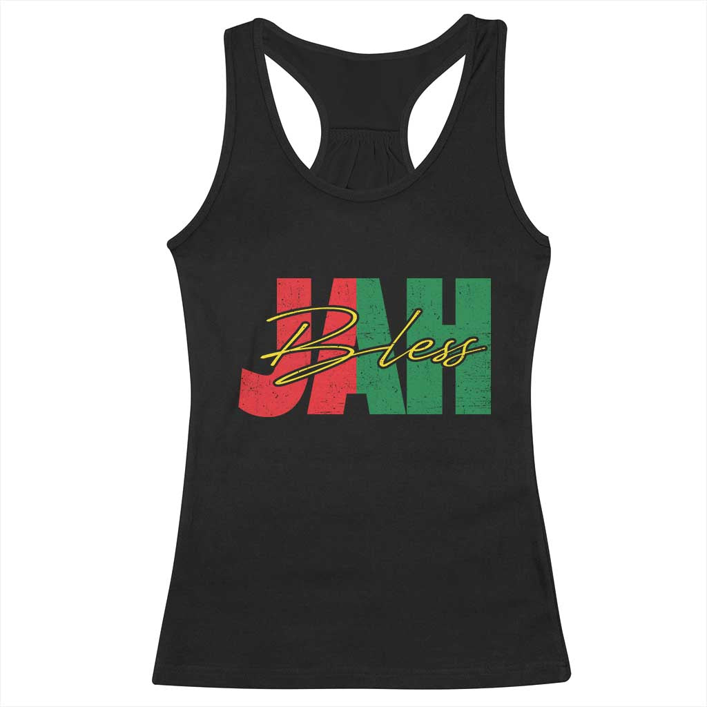 Rastafarian Jah Bless Racerback Tank Top Retro Reggae Rastafari Jamaica Rasta - Wonder Print Shop