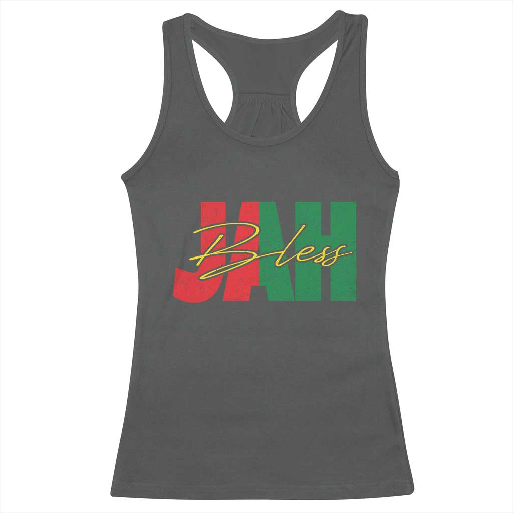 Rastafarian Jah Bless Racerback Tank Top Retro Reggae Rastafari Jamaica Rasta - Wonder Print Shop