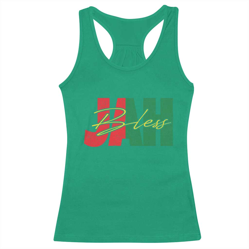 Rastafarian Jah Bless Racerback Tank Top Retro Reggae Rastafari Jamaica Rasta - Wonder Print Shop