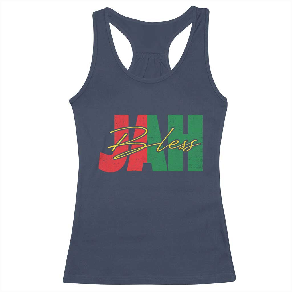 Rastafarian Jah Bless Racerback Tank Top Retro Reggae Rastafari Jamaica Rasta - Wonder Print Shop