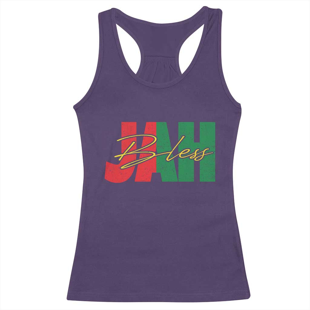 Rastafarian Jah Bless Racerback Tank Top Retro Reggae Rastafari Jamaica Rasta - Wonder Print Shop