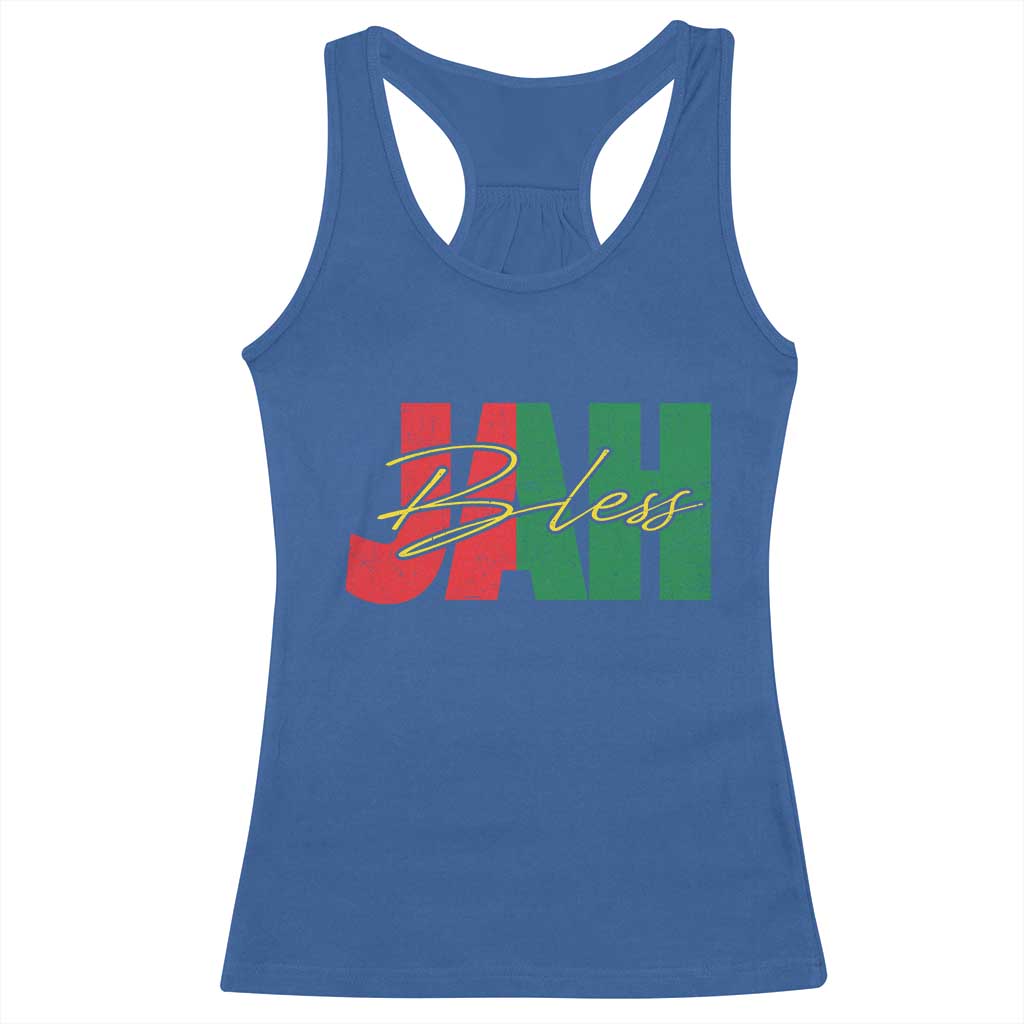 Rastafarian Jah Bless Racerback Tank Top Retro Reggae Rastafari Jamaica Rasta - Wonder Print Shop