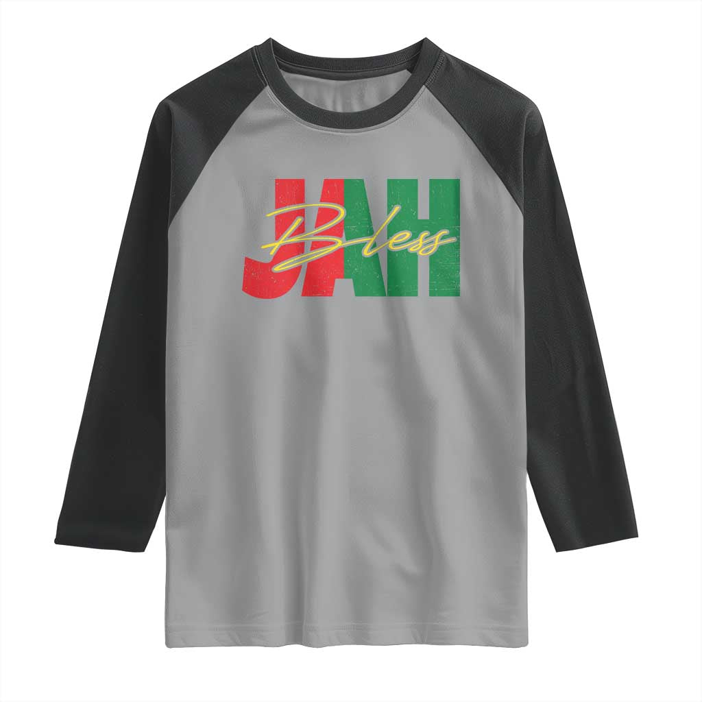 Rastafarian Jah Bless Raglan Shirt Retro Reggae Rastafari Jamaica Rasta - Wonder Print Shop